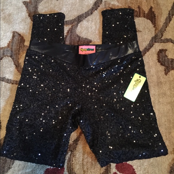 Tipsy Elves Pants - Black Sequin Leggings